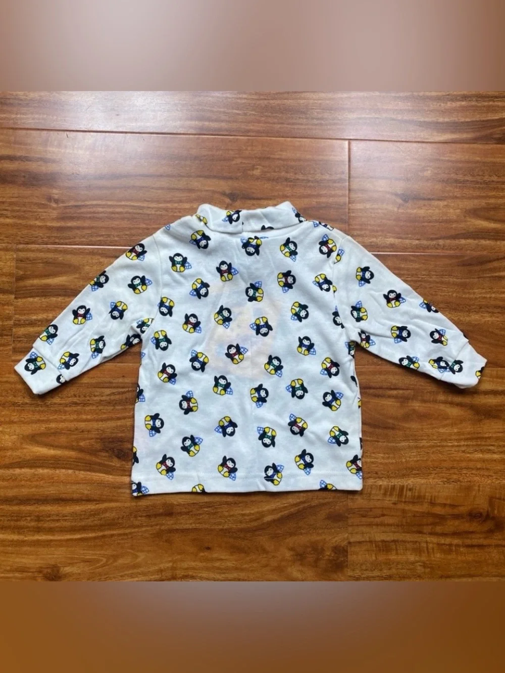 NWT New Vintage Osh Kosh B'Gosh White Penguin Long Sleeve Shirt Size 12M Casual